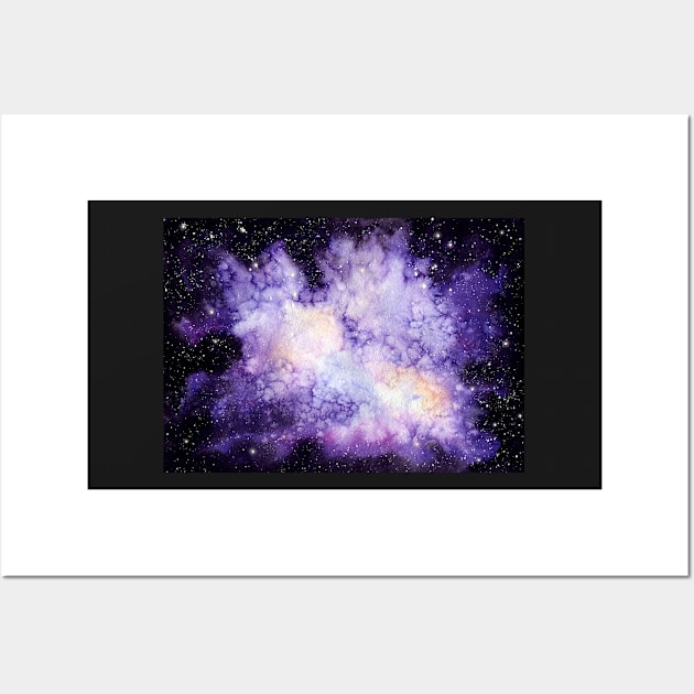 Watercolor Galaxy, Stars and Shine in Outer Space Wall Art by Cordata